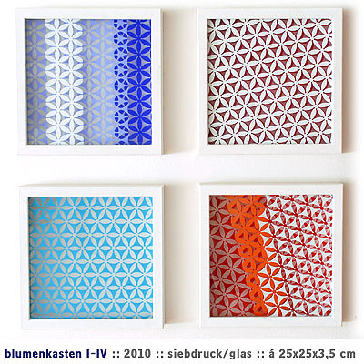 Blumenkasten, 2009, Siebdruck auf Glas